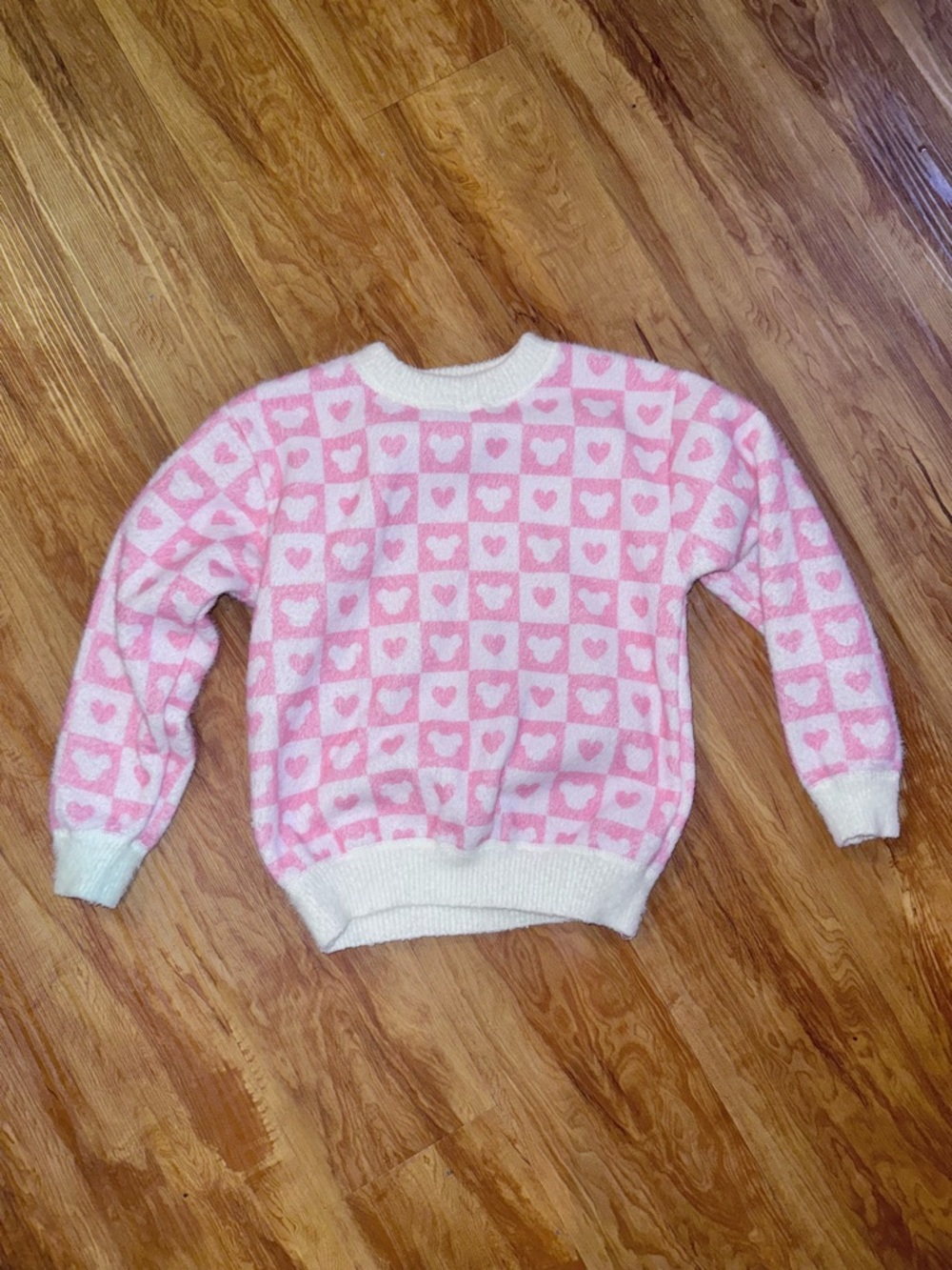 Disney Girls size 8 Long Sleeve Mickey Mouse Hearts Print pink sweatshirt pullov